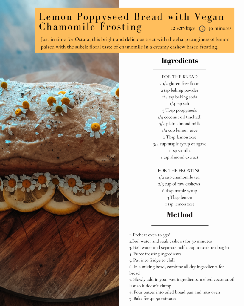 Lemon Poppyseed Bread with Vegan Chamomile Frosting Recipe